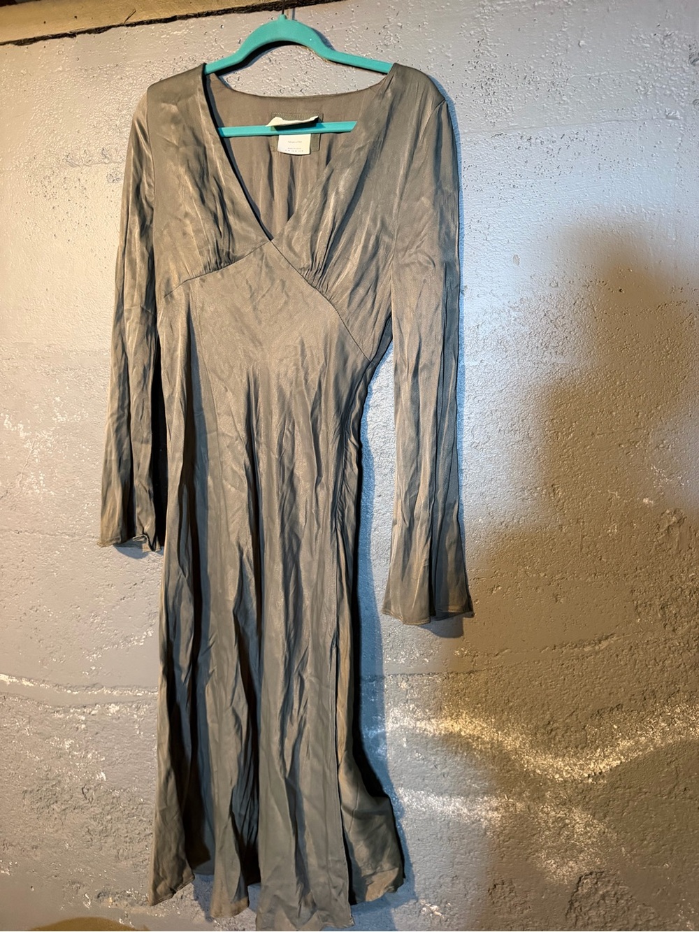 BHLDN Olive Green Long-Sleeve  Midi Dress
